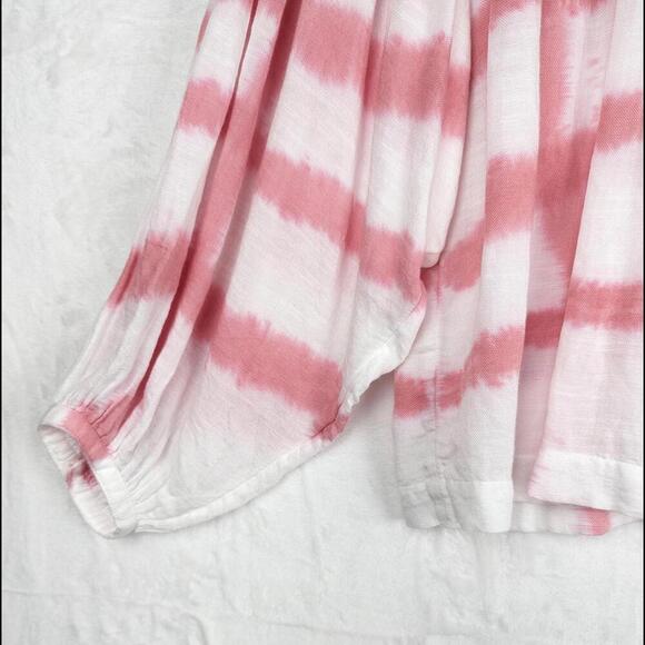 Lucky Brand Boho Blouse Top Large White Pink Tie Dye - Picture 5 of 15
